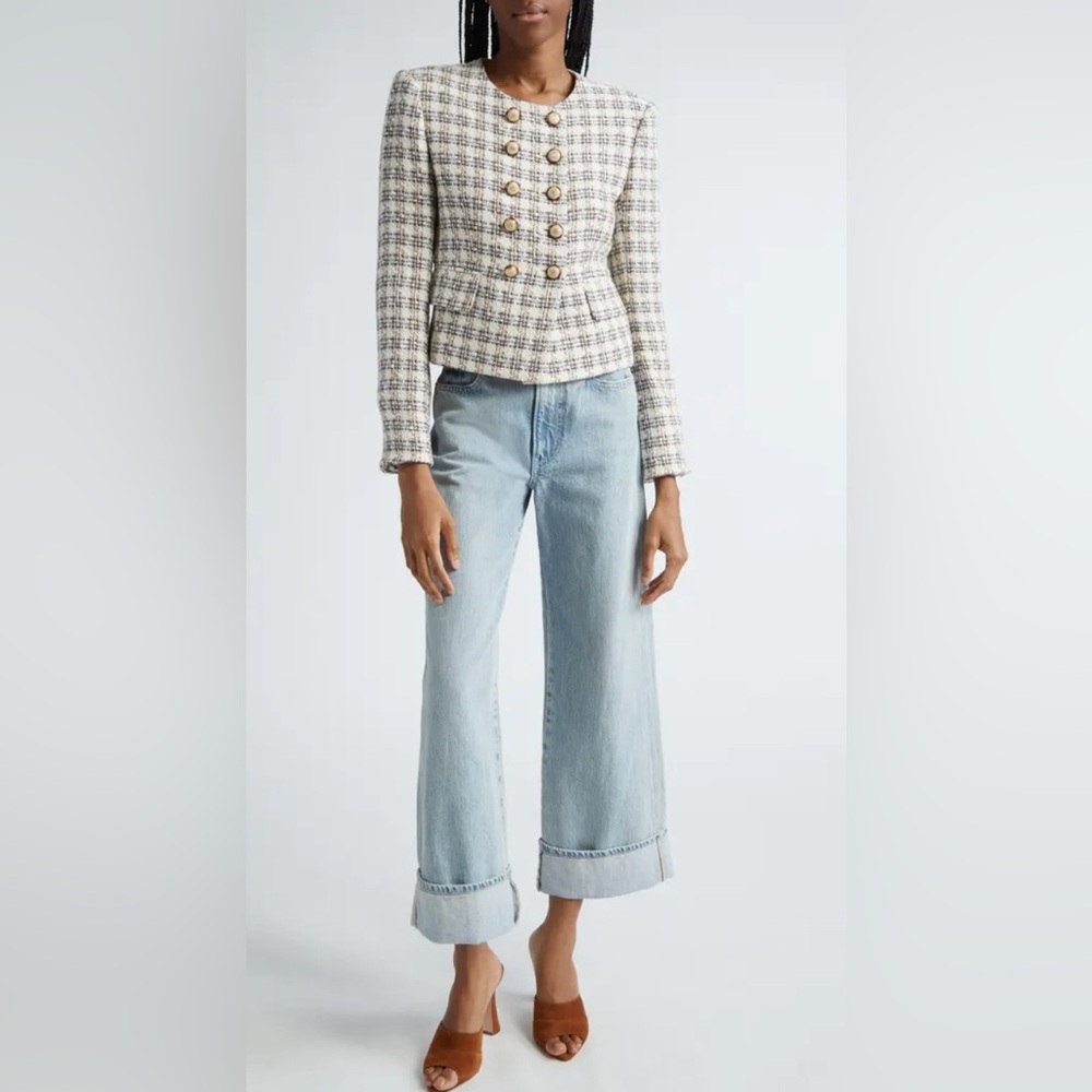 Veronica Beard Taylor Cropped High Rise Wide Jeans in airway cloud - Picture 3 of 12